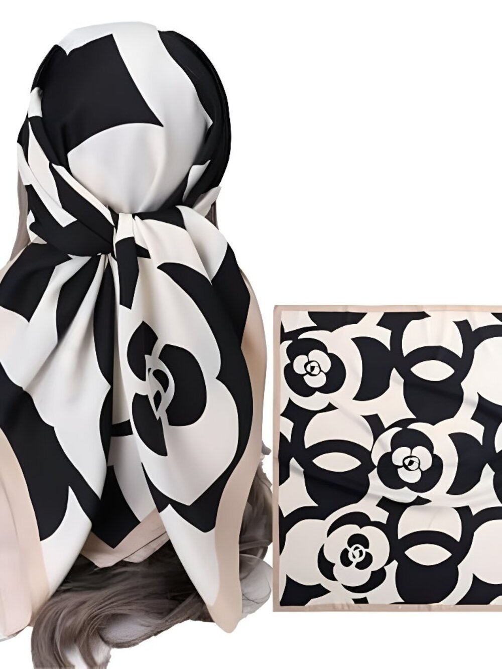 Women's Square Silk Like Head Scarf Large 35 inch Silk Feeling Hair Wrapping